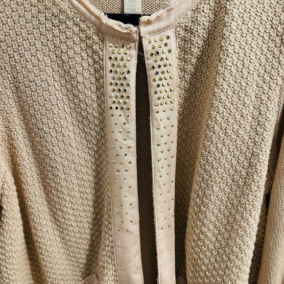 Chico’s Embellished Shine Evelyn open front cardigan in blush Large - Picture 6 of 14